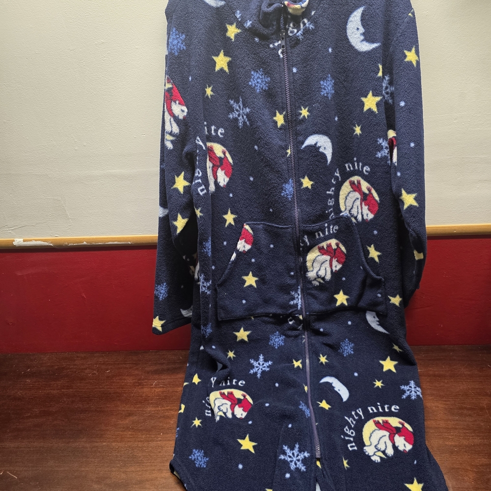 Delicates Navy Fleece Robe with Starry Accents